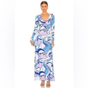 L'AGENCE Nolita Twist Front Maxi Dress Medium Provence Blue NWT XS